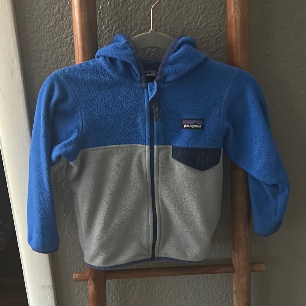 Patagonia Kids Blue and Gray Fleece Hoodie